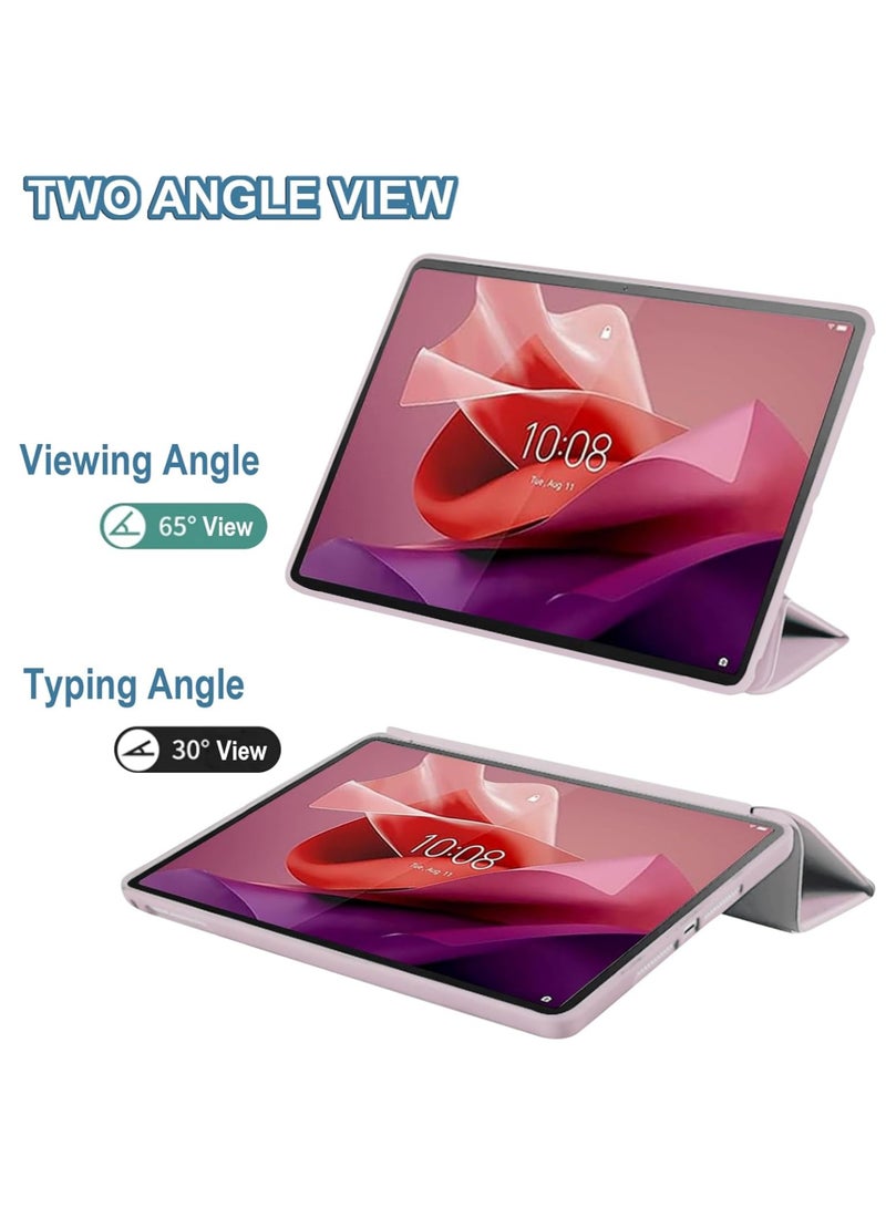 روك بو غطاء متوافق مع لينوفو تاب P12 (12.7 بوصة) 2023 تابلت سليم ثلاثي الطي حامل ناعم TPU خلفي شل تلقائي للاستيقاظ / النوم مضاد للسقوط - Image 2