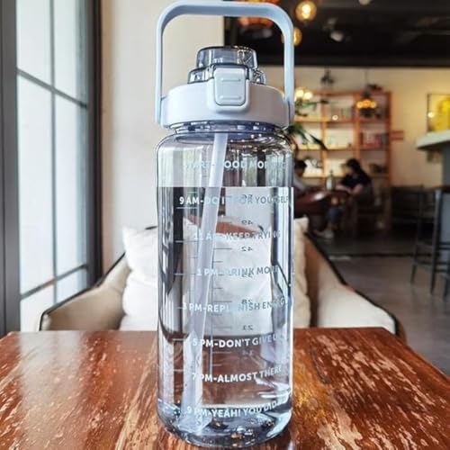 iDensic Silicone Sipper Water Bottle For Adults With Motivational Time Marker & Leak Proof Non-Toxic Transparent Water Bottle For Office, Gym, School, Collage, Home (2 Litre) - Image 1