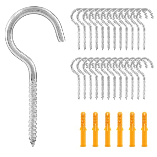 LifCratms 24 Packs M4 x 50 304 Stainless Steel Screw Hooks, 2" Metal Eye Bolt Ceiling Hook Self-Tapping Eye-Ring Bolt Hooks Screw Hanger Open Loop for Home Office Outdoor - Image 1