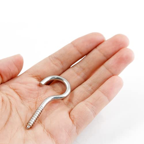 LifCratms 24 Packs M4 x 50 304 Stainless Steel Screw Hooks, 2" Metal Eye Bolt Ceiling Hook Self-Tapping Eye-Ring Bolt Hooks Screw Hanger Open Loop for Home Office Outdoor - Image 3