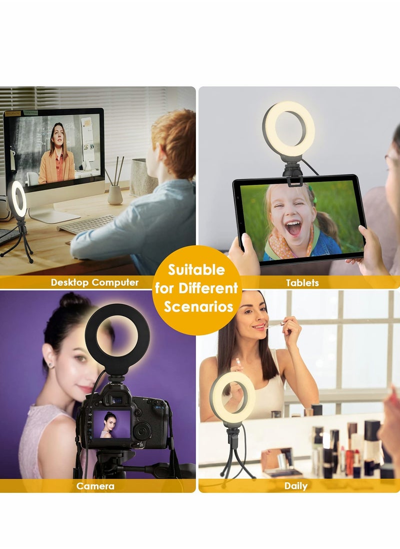 Generic - حلقة إضاءة مقاس 4 بوصات لمؤتمرات الفيديو والعمل عن بعد - حامل بمشبك قابل للتعديل لمكالمات Zoom والتعلم عبر الإنترنت، مثالي للبث الذاتي - Image 1