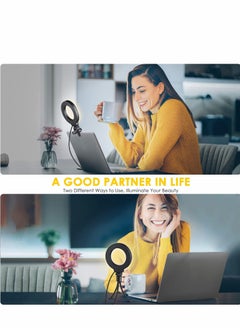 Generic حلقة إضاءة مقاس 4 بوصات لمؤتمرات الفيديو والعمل عن بعد - حامل بمشبك قابل للتعديل لمكالمات Zoom والتعلم عبر الإنترنت، مثالي للبث الذاتي  - Image 4