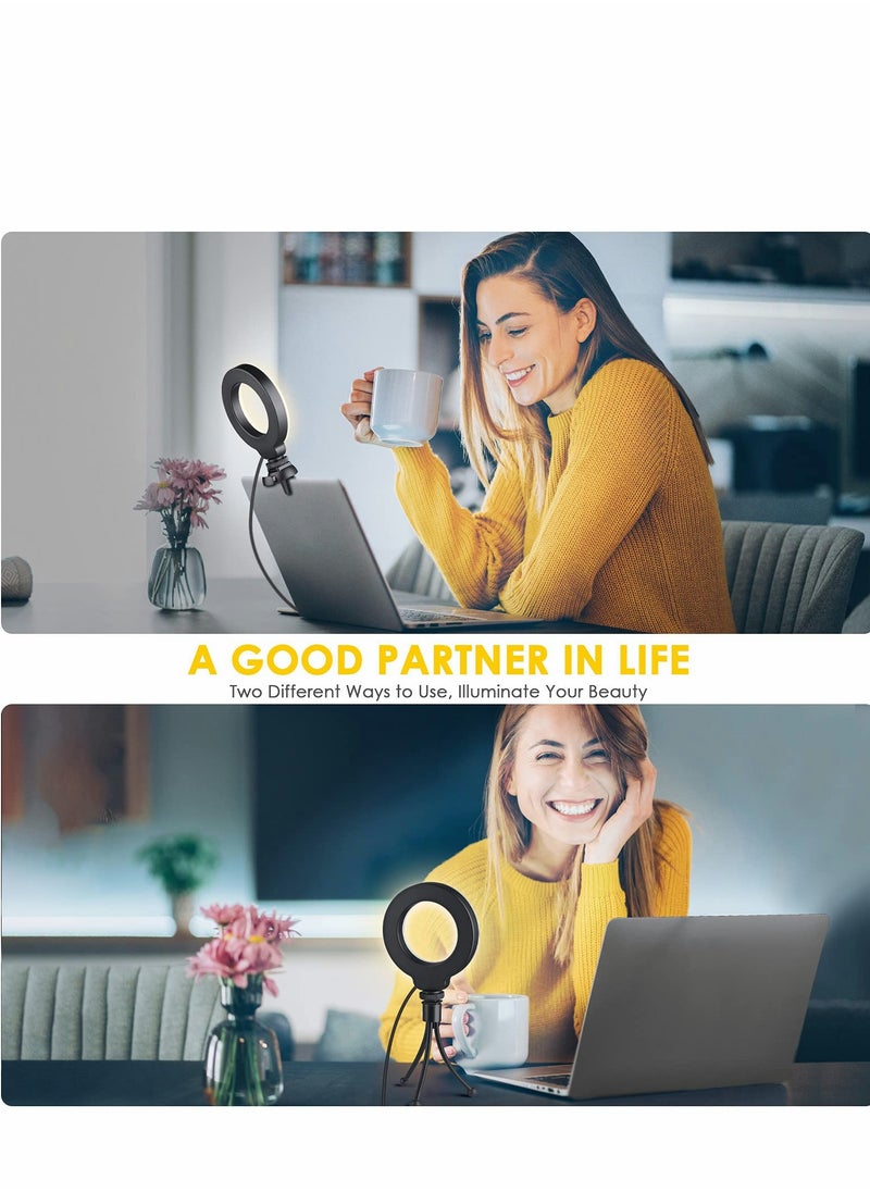 Generic - حلقة إضاءة مقاس 4 بوصات لمؤتمرات الفيديو والعمل عن بعد - حامل بمشبك قابل للتعديل لمكالمات Zoom والتعلم عبر الإنترنت، مثالي للبث الذاتي - Image 1