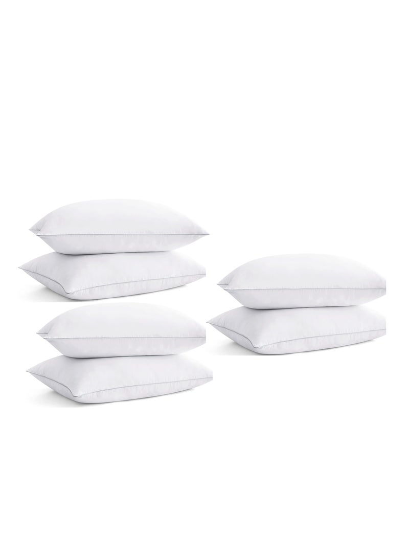 Sleep night Pack of 6 Sleep night Sleep Pillows Size 48 cm X 74 cm 7D Polyester Fiber Filling 1100 grams Weights Soft Feel Color White  - Image 1
