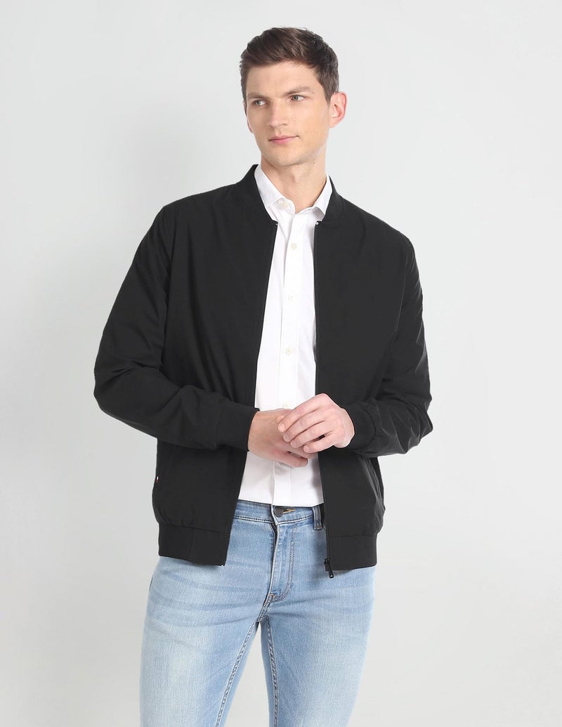 Arrow Men's Polyester A-Line Crop Coat (ASAGJK4716_Black, Small - Image 2