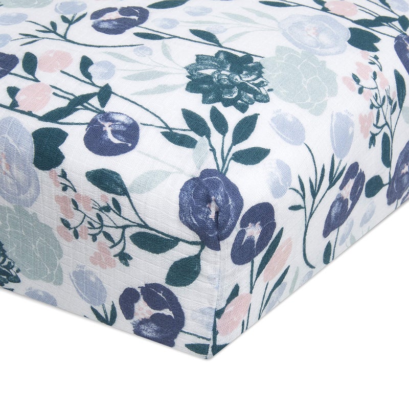 aden + anais aden anais Essentials Classic Crib Sheet 100 Cotton Muslin Super Soft Breathable Tailored Snug Fit Flowers Bloom