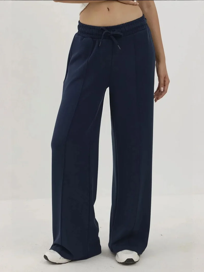 HICCUP Rib Detailed Soft Touch Wide Leg Pants Busem Collection