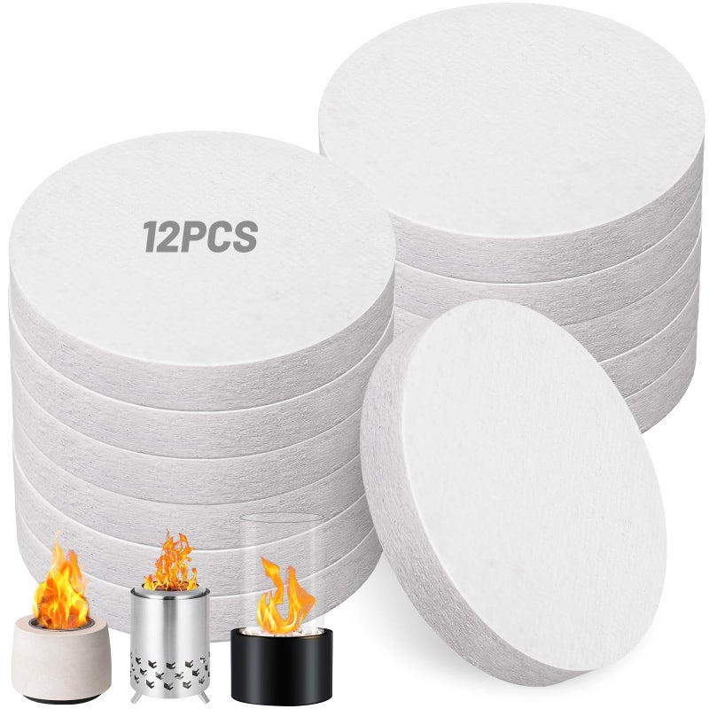 HolyMaji 12 Pieces Circular Ceramic Wool Sponge Replacement for Tabletop Fire Pit Bowl to Extend Burning Time  Ceramic Wool Wick Insulation for Bioethanol Fuel Portable Fireplace 24 D x 04 H