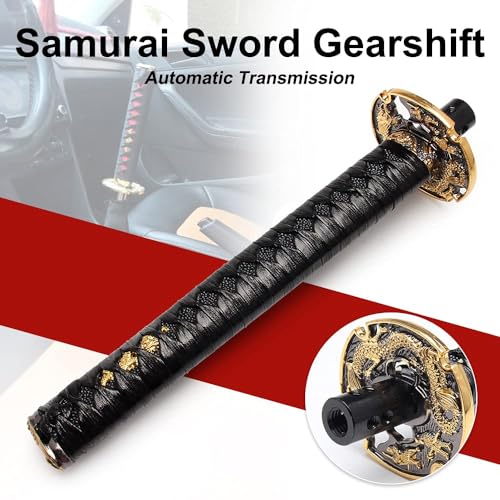 GSTP Automatic Katana Shift Knob Samurai Sword Weighted Gear Shifter Konb Universal for Cars with Lock Button (26cm Black) - Image 3