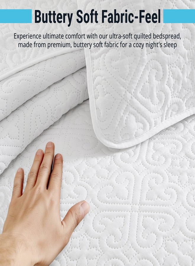 أتش أل سي.مي HLC.ME لورينزو - طقم لحاف كامل كوين مكون من 3 قطع، طقم غطاء سرير كوين خفيف الوزن (كامل/كوين، أبيض) - Image 5