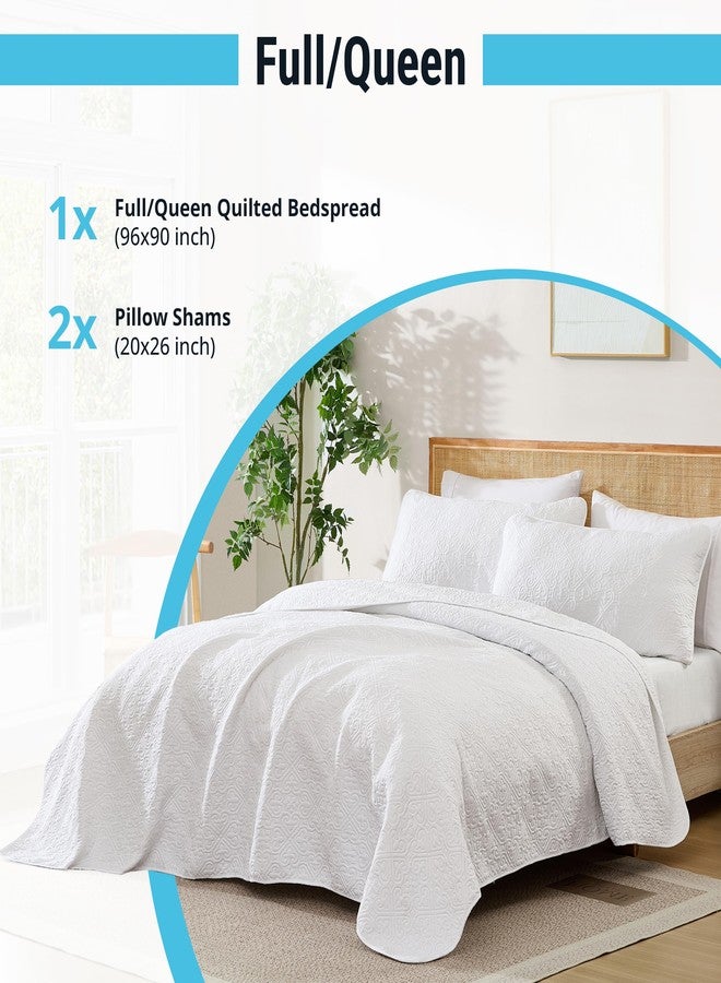 أتش أل سي.مي HLC.ME لورينزو - طقم لحاف كامل كوين مكون من 3 قطع، طقم غطاء سرير كوين خفيف الوزن (كامل/كوين، أبيض) - Image 3