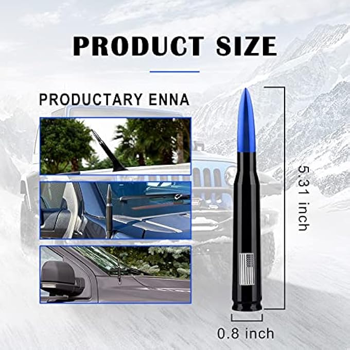 rayihni 1 Pack Car Bullet Antenna, for GM Chevy Silverado 1500 2500 3500 HD Avalanche GMC Sierra 1500 2500 3500 Denali Heavy Duty Pickup Trucks Accessories, American Flag (Blue) - Image 2
