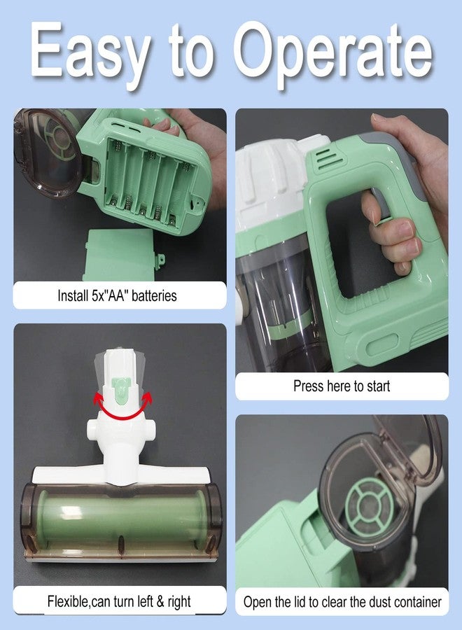 BAYMI 3-in-1 Kids Vacuum That Really Works, Toddler Toy Vacuum Cleaning Set for Children Aged 3+, Fun Kids Working Toy Vacuum Cleaner with Working Suction for Realistic Play (630Green) - Image 3