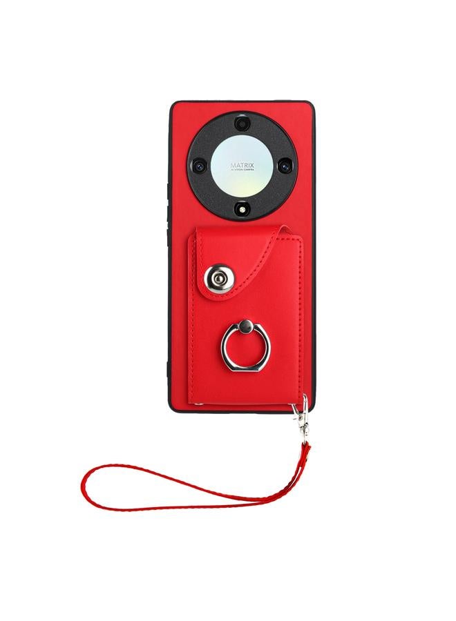 S-TOP Case For Honor X9a/Magic5 Lite Organ Card Bag Ring Holder PU Phone Case with Lanyard - Image 2