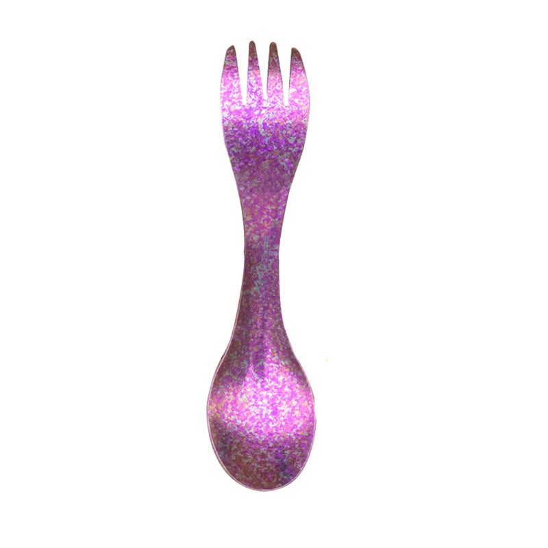 Titanium Spork: 2 In 1 Design - Ultra Light Super Strong Titanium Camping Spoon for Camping Hiking Fishing Backpacking Picnic Office School - Image 1