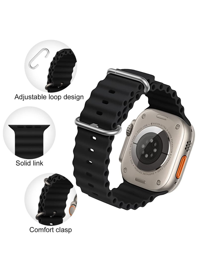 BSNL - BSNL(Pack of 5) Ocean Watch Band Silicon Band for Apple Watch Ultra 1/2 49mm 46mm 45mm 44mm 42mm, Silicone Sport Strap Compatible with iwatch Series 10 9 8 7 6 5 4 3 2 1 SE Solid Assorted Colour - Image 1