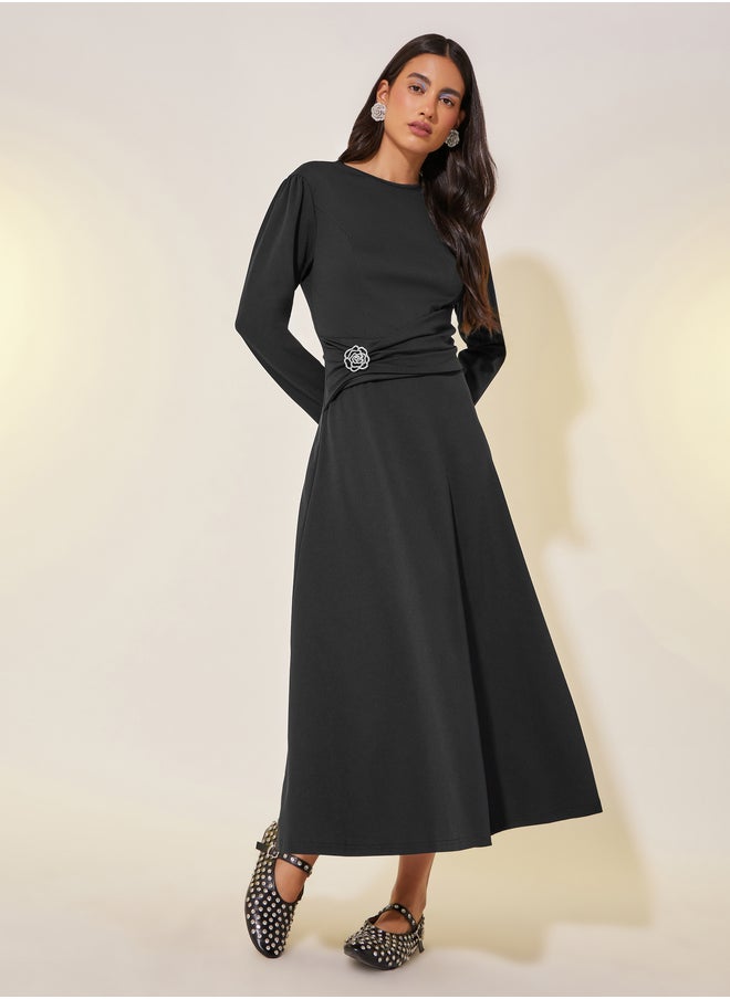 Take Two Embellished Flower Long Sleeves Maxi Dress  - Image 1