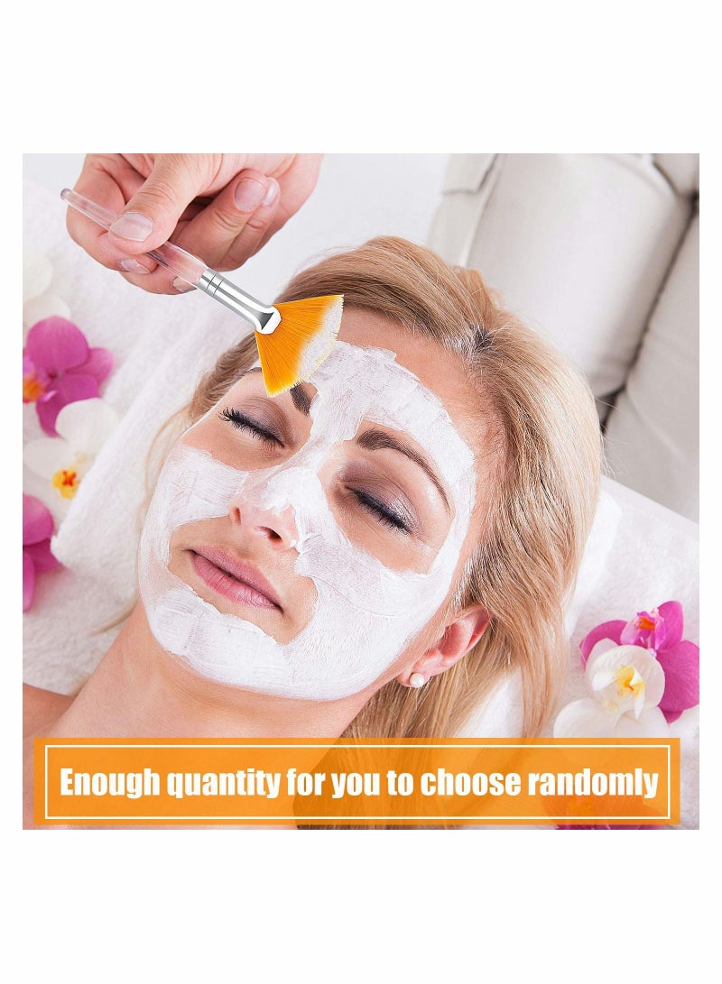 SYOSI 14 Pieces Facial Applicator Brush, SYOSI Soft Fan Brushes, Acid Applicator Brush, Cosmetic Makeup Applicator Tools for Mud Cream (5.82 Inches, Yellow, White) - Image 2