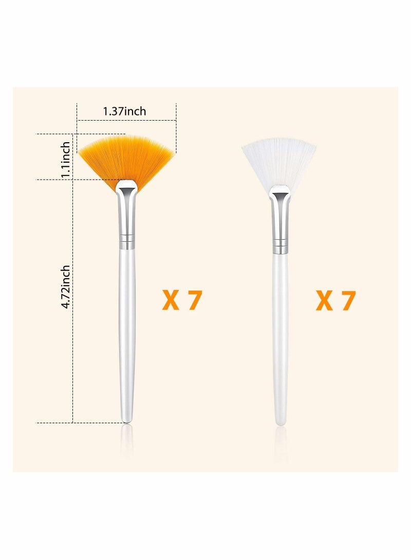 SYOSI 14 Pieces Facial Applicator Brush, SYOSI Soft Fan Brushes, Acid Applicator Brush, Cosmetic Makeup Applicator Tools for Mud Cream (5.82 Inches, Yellow, White) - Image 5