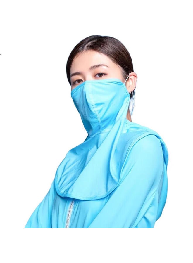 Hoii Sun Protection Face Mask Ice Silk Breathable Anti-Dust Mask Neck Gaiter For Driving Blue F - Image 3