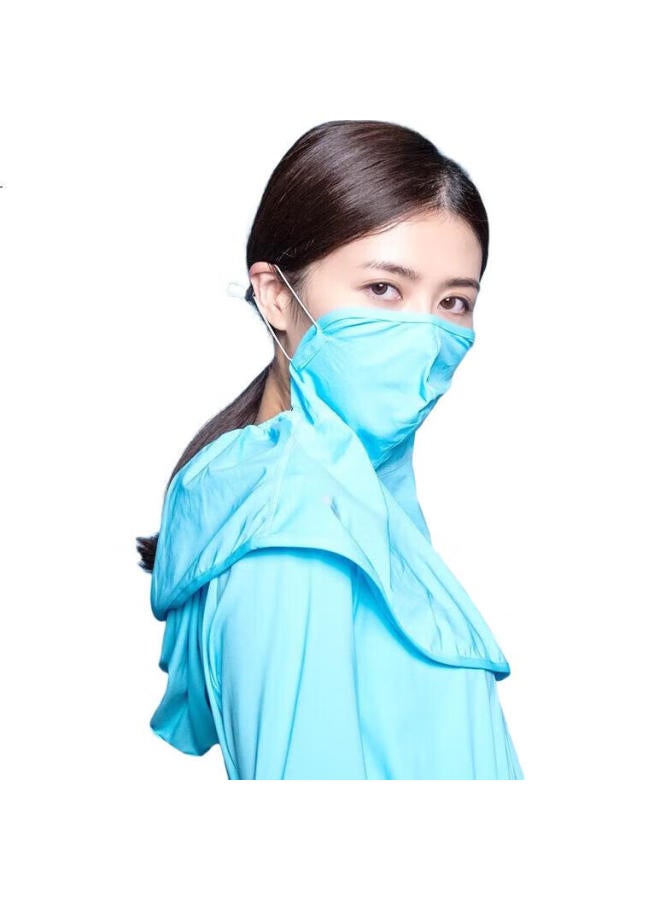 Hoii Sun Protection Face Mask Ice Silk Breathable Anti-Dust Mask Neck Gaiter For Driving Blue F - Image 2