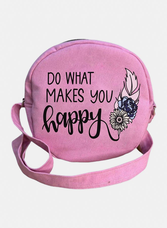 Cross bag for women- Round- 25 cm- Pink- one sided printing- Summer design - Image 1