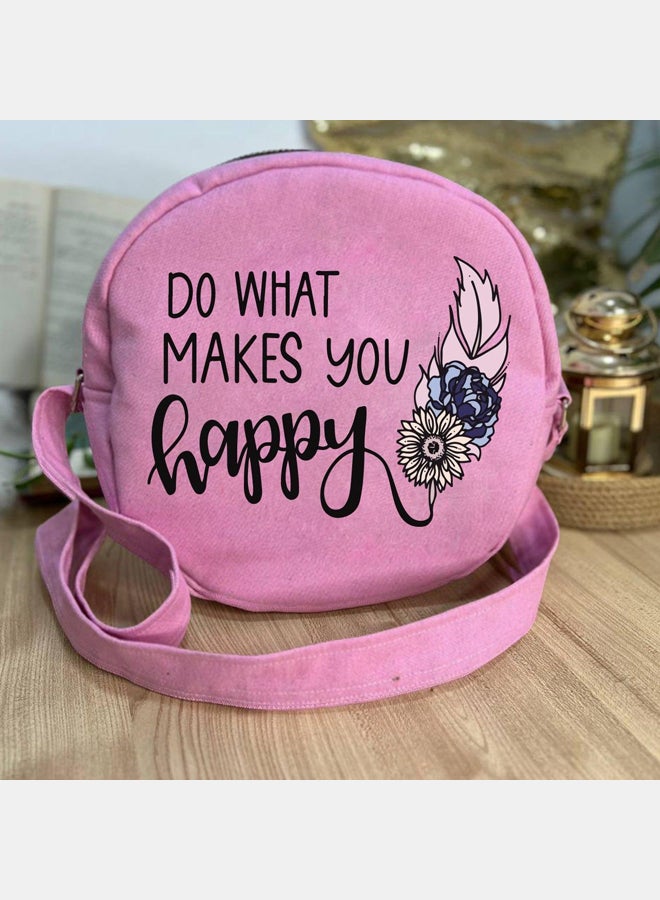 Cross bag for women- Round- 25 cm- Pink- one sided printing- Summer design - Image 2