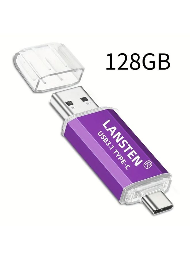 128 جيجابايت محرك فلاش USB-C بسرعة كتابة 40-60 ميجابايت/ثانية للهواتف الأندرويد وأجهزة الكمبيوتر - Image 1