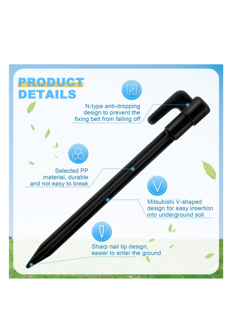 SYOSI - Tent Stakes 100 Pack High Strength Plastic Camping Stakes 14.7 CM Long Heavy Duty Canopy Anchoring Pegs Sand Stakes Outdoor Beach Spikes for Camping Gardening Landscaping Black - Image 1