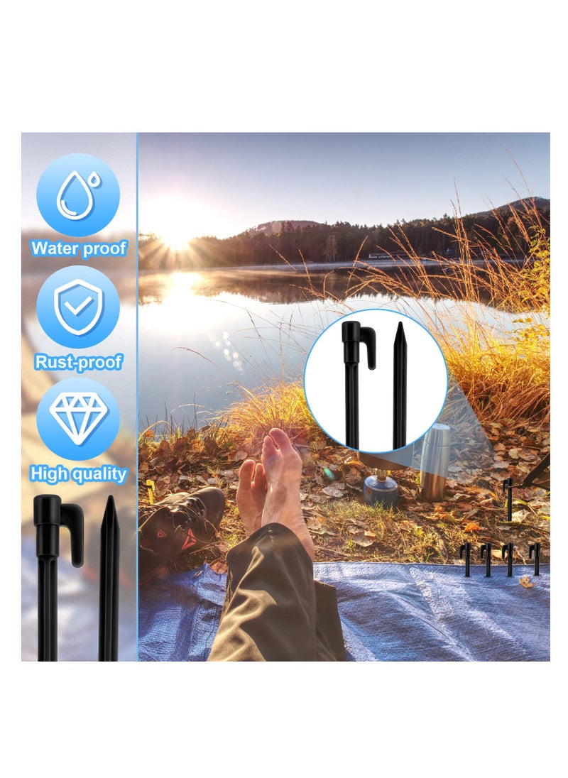 SYOSI - Tent Stakes 100 Pack High Strength Plastic Camping Stakes 14.7 CM Long Heavy Duty Canopy Anchoring Pegs Sand Stakes Outdoor Beach Spikes for Camping Gardening Landscaping Black - Image 1