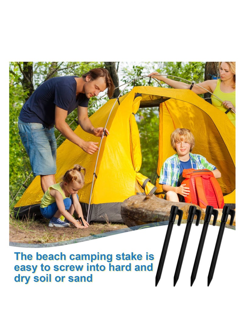SYOSI - Tent Stakes 100 Pack High Strength Plastic Camping Stakes 14.7 CM Long Heavy Duty Canopy Anchoring Pegs Sand Stakes Outdoor Beach Spikes for Camping Gardening Landscaping Black - Image 1