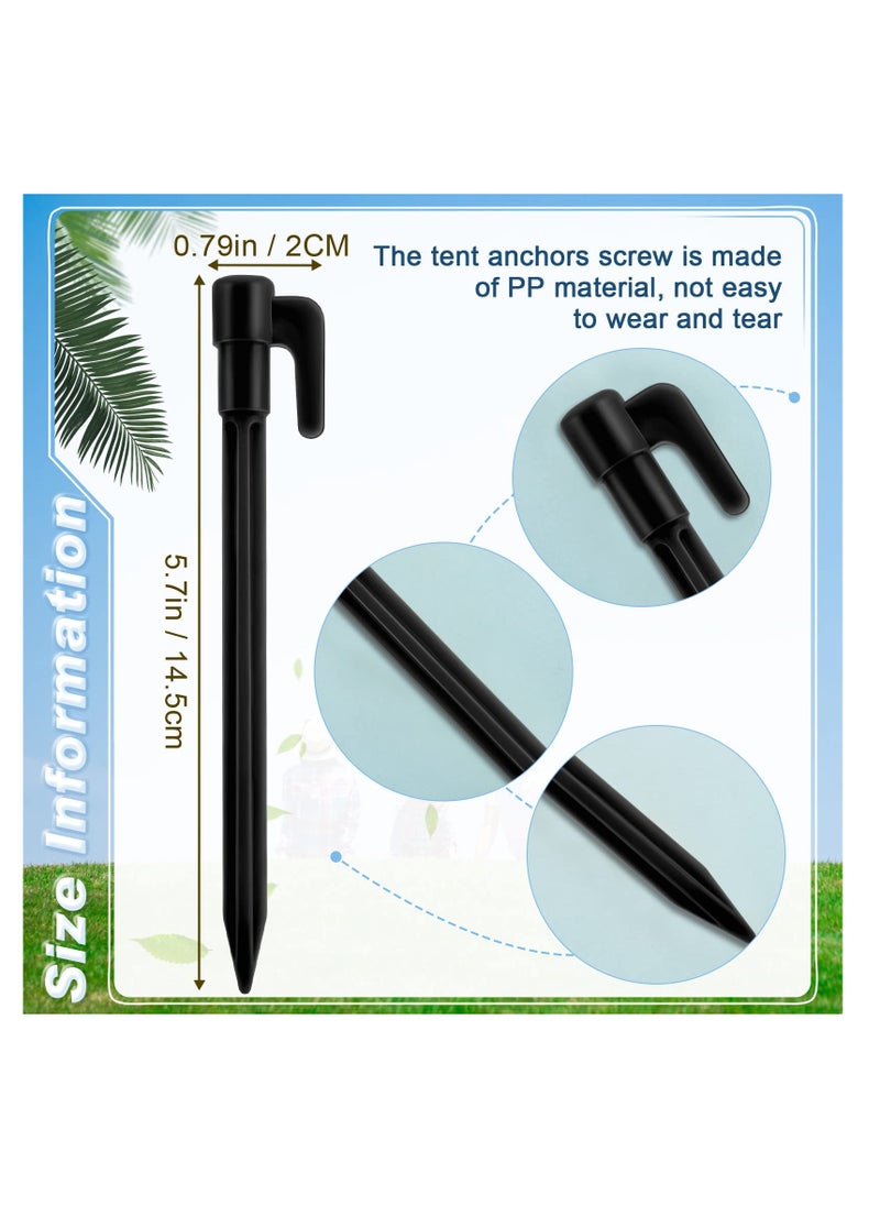 SYOSI - Tent Stakes 100 Pack High Strength Plastic Camping Stakes 14.7 CM Long Heavy Duty Canopy Anchoring Pegs Sand Stakes Outdoor Beach Spikes for Camping Gardening Landscaping Black - Image 1