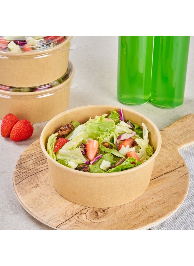 Restaurantware Bio Tek 6 x 2.5 Inch To Go Containers, 200 Disposable Food Bowls - Heat-Tolerant, Microwavable, Kraft Paper Salad Containers, Sustainable, Serve Salads Appetizers And More  - Image 3