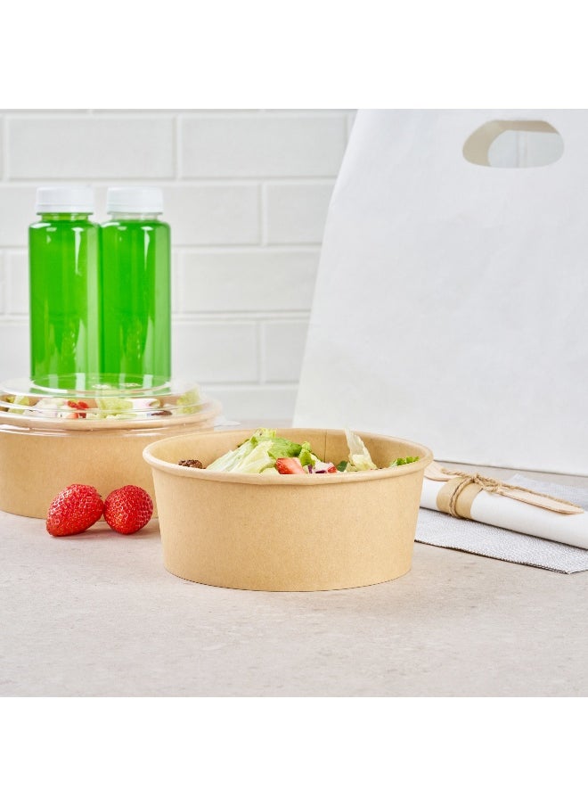 Restaurantware Bio Tek 6 x 2.5 Inch To Go Containers, 200 Disposable Food Bowls - Heat-Tolerant, Microwavable, Kraft Paper Salad Containers, Sustainable, Serve Salads Appetizers And More  - Image 4