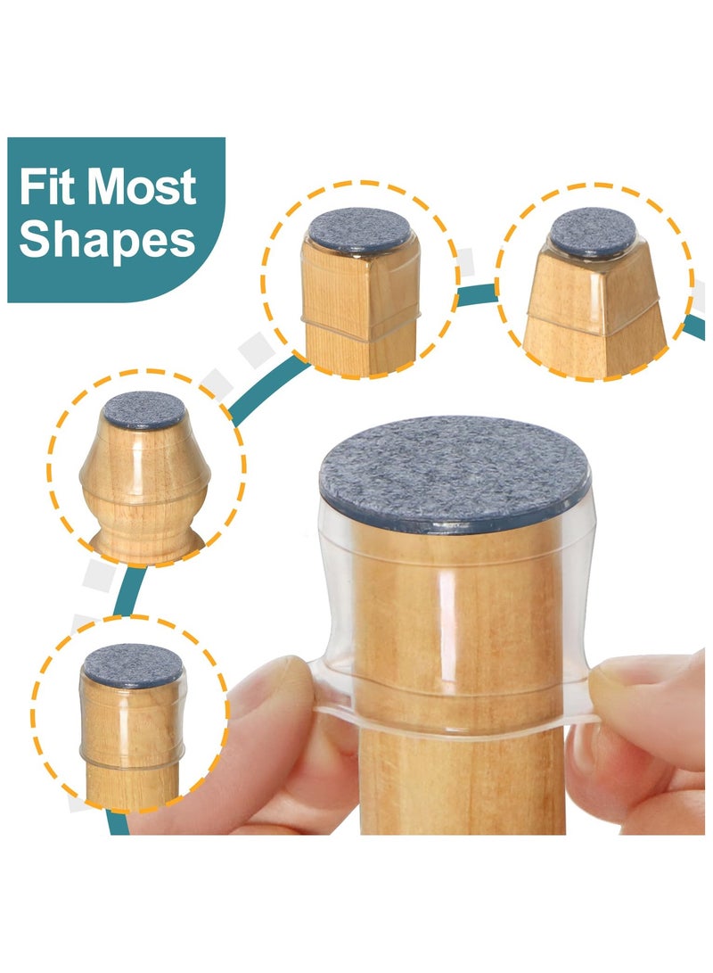 sokany 24 PCS Chair Leg Floor Protectors, Silicone Felt Furniture Leg Pads Caps Covers for Hardwood Floors, Fit 23mm-33mm (Grey) - Image 3