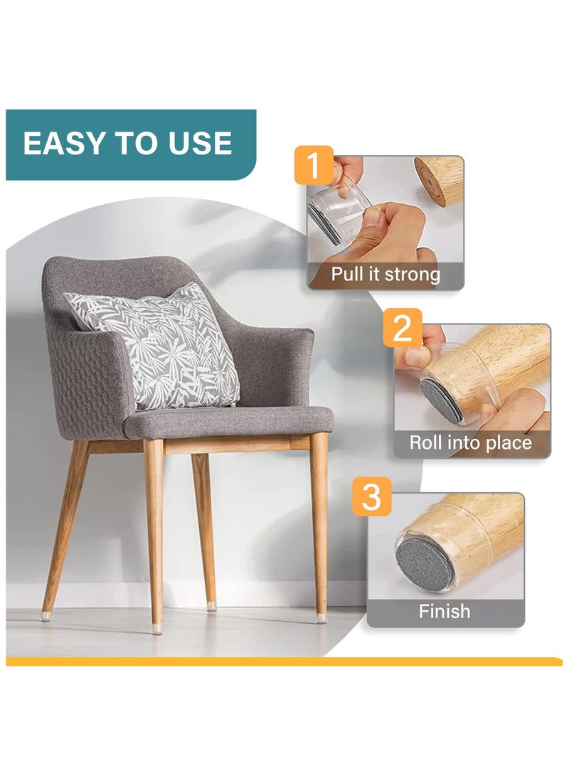 sokany 24 PCS Chair Leg Floor Protectors, Silicone Felt Furniture Leg Pads Caps Covers for Hardwood Floors, Fit 23mm-33mm (Grey) - Image 5