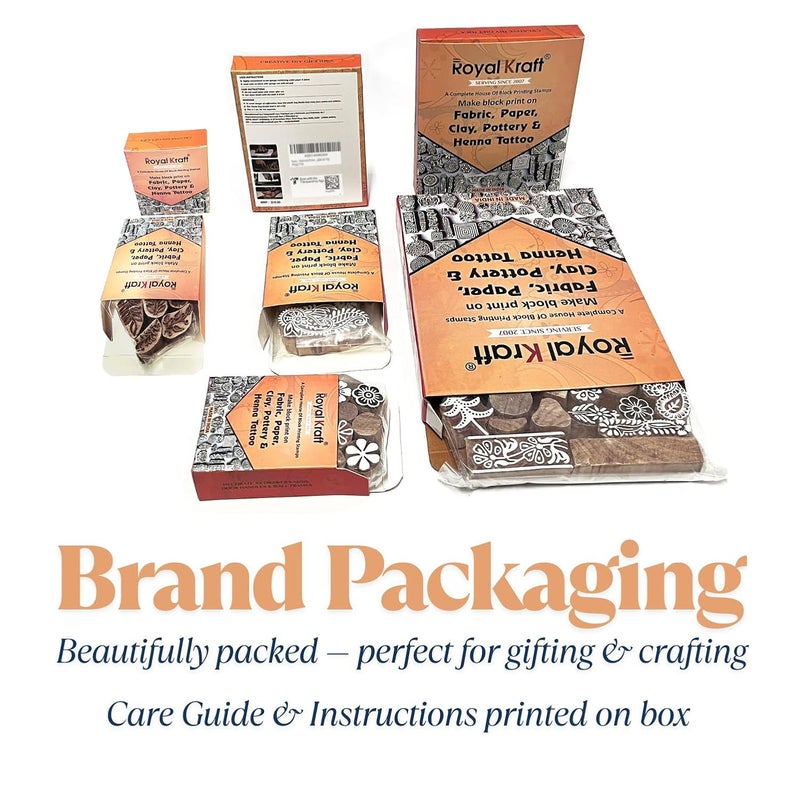 Royal Kraft Fabric Wood Stamps Indian Small Floral Design Printing Blocks (Set of 10) Htag2103 - Image 4