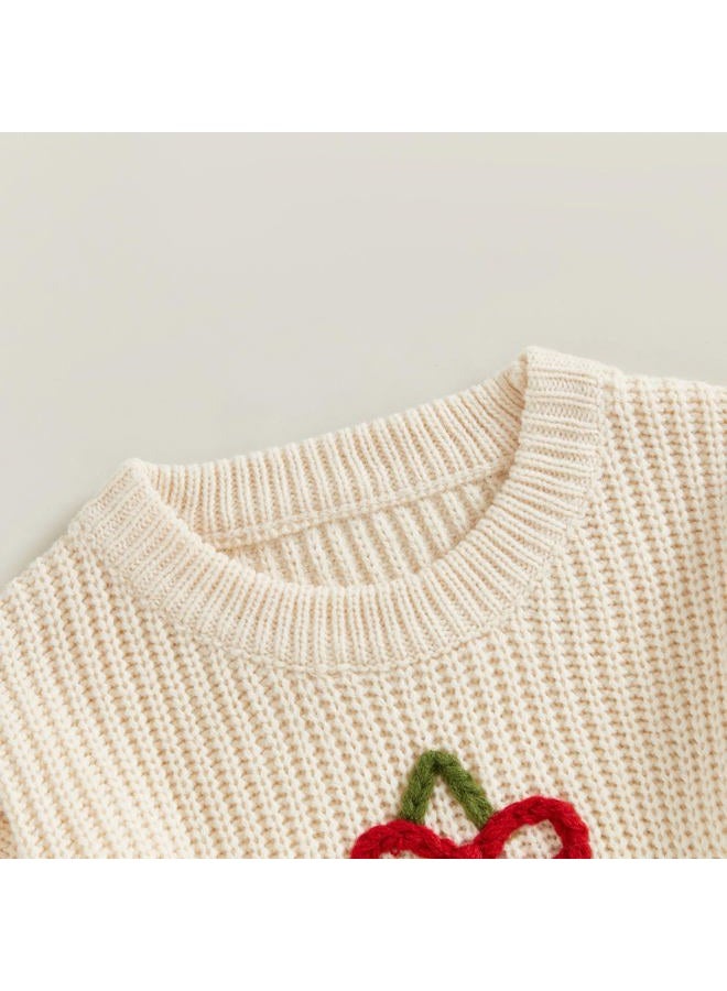 Socutebabe Christmas Outfit Toddler Baby Girl Boy Christmas Knit Sweater Infant Christmas Tree Warm Knitwear Winter Clothes, Beige, 3-4 Years - Image 4