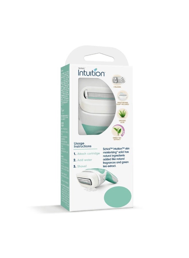 Schick Intuition Aloe Vera & Green Tea Razor - Handle + 2 Women's Razors - Image 4