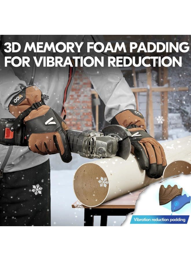 Vgo-20℃/-4°F Waterproof Winter Work Gloves Cold Weather Waterproof Work Gloves Waterproof Insulated Gloves Goat Leather Gloves(Brown,Size XL,GA7760FLWP) - Image 5