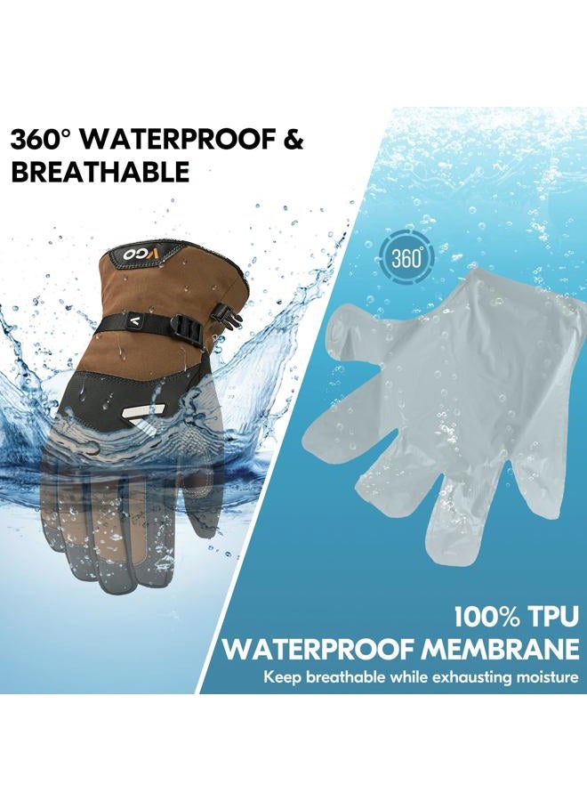 Vgo-20℃/-4°F Waterproof Winter Work Gloves Cold Weather Waterproof Work Gloves Waterproof Insulated Gloves Goat Leather Gloves(Brown,Size XL,GA7760FLWP) - Image 3