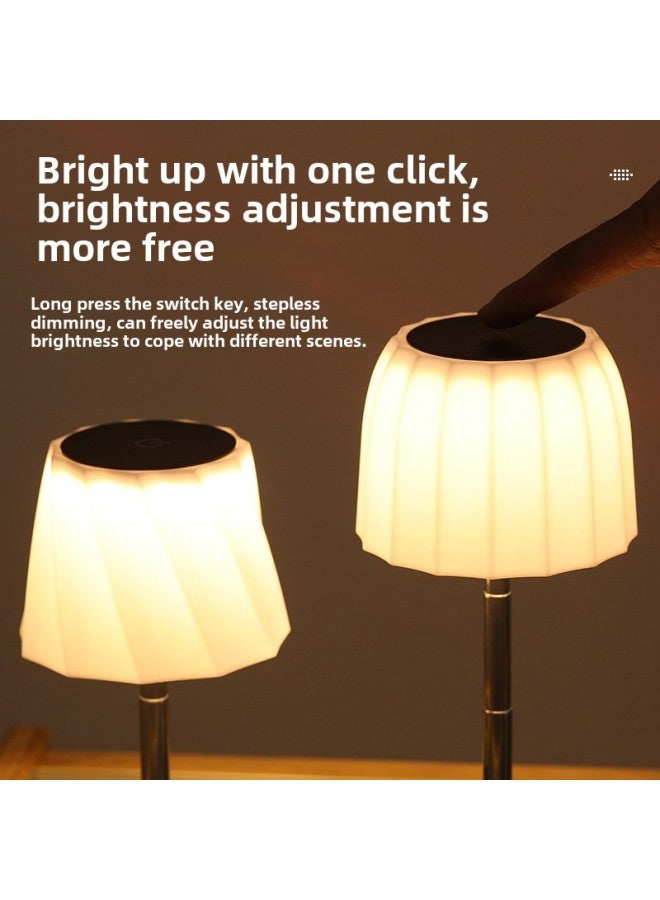 Nightlight Bedroom Sleep Lamp LED Energy Saving Lamp Outdoor Camping Lamp Eye Protection Home Student Dormitory Desk Lamp-Product Specifications:Warm Light (stepless Dimming Retractable C Model) - Image 3