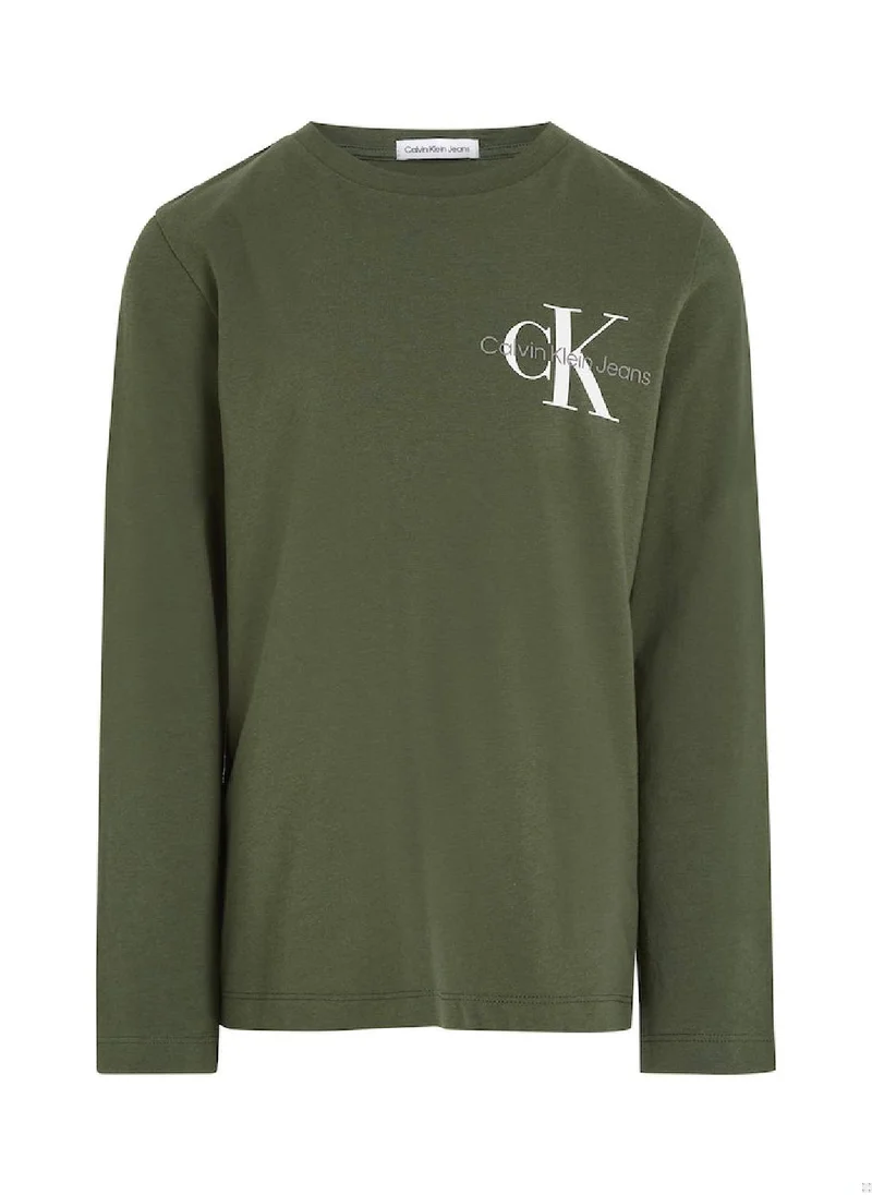 Calvin Klein Jeans Calvin Klein Jeans Kids, Boys' T-Shirt - Long Sleeves - Casual Tops - Cotton , Green