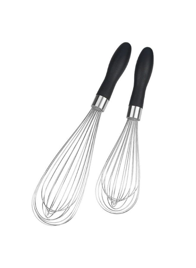 2pcs Stainless Steel Wire Whisk Set for Cooking, Different Sizes, Easy to Hold Ergonomic Handle - Image 1