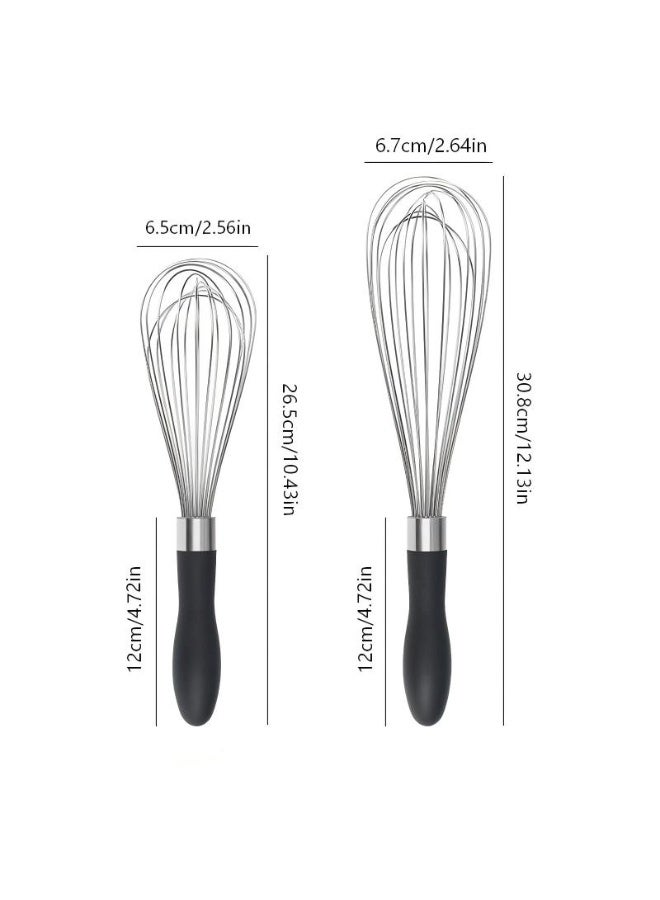 2pcs Stainless Steel Wire Whisk Set for Cooking, Different Sizes, Easy to Hold Ergonomic Handle - Image 2
