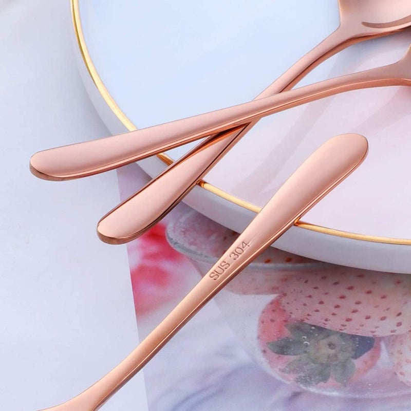 Primetan Fancy Flatware Stainless Steel Spoon Banquet Flatware Kitchen Cutlery Tableware for Home Set of 3 Rose - Image 4
