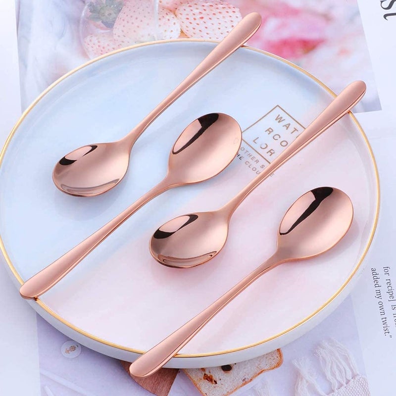 Primetan Fancy Flatware Stainless Steel Spoon Banquet Flatware Kitchen Cutlery Tableware for Home Set of 3 Rose - Image 3