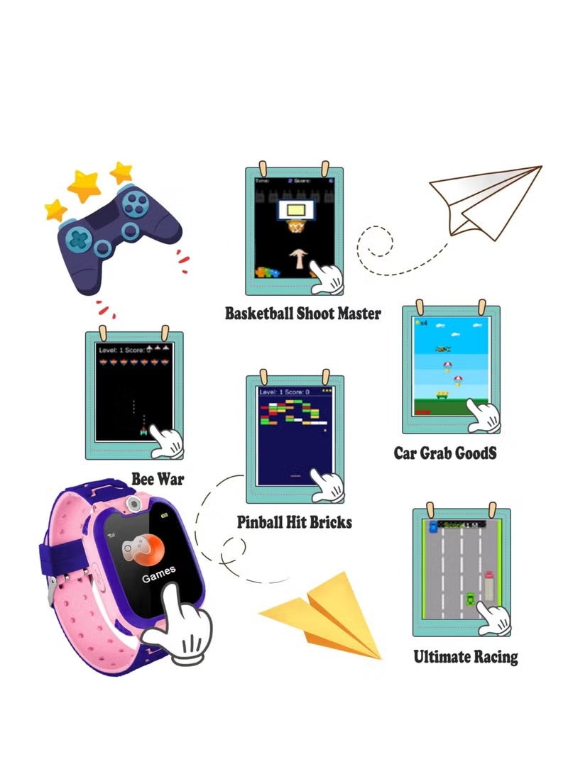 ELTRAZONE Kids Smart Watch for Boys and Girls – 1.54-inch HD Touch Screen Smartwatch with SOS Call, Camera, Music Player, Games, Alarm, Step Tracker & Fun Learning Features (Pink) - Image 5