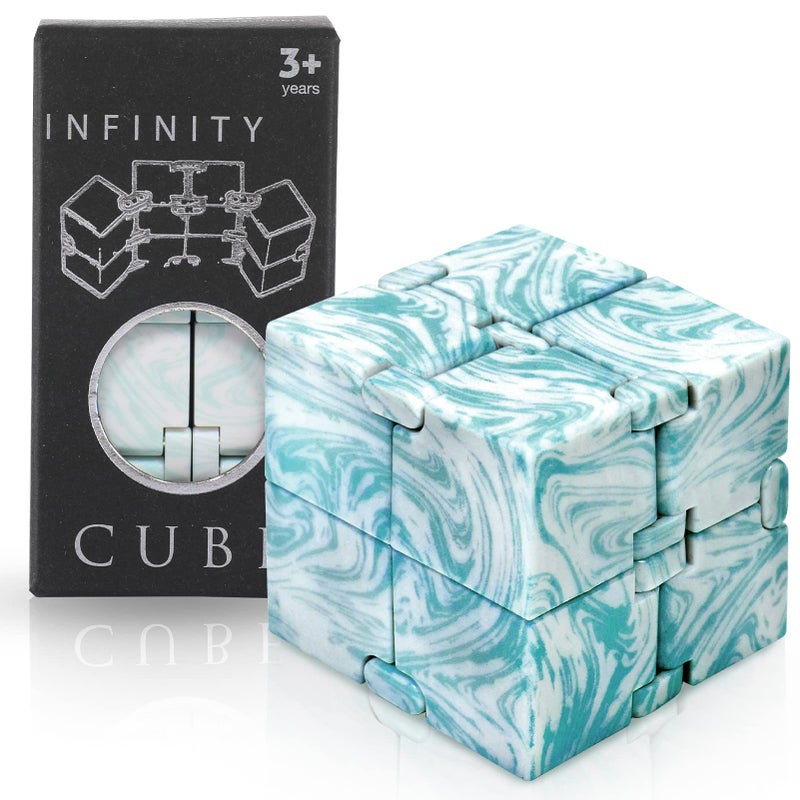 SMALL FISH Infinity Cube Sensory Fidget Toy, Sensory Tool EDC Fidgeting Game for Kids and Adults, Cool Mini Gadget Best for Stress and Stress Relief, Hand-Held Fidget Toy (Marble) - Image 1