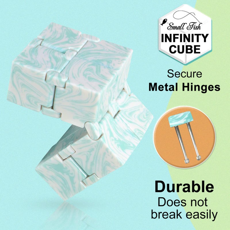 SMALL FISH Infinity Cube Sensory Fidget Toy, Sensory Tool EDC Fidgeting Game for Kids and Adults, Cool Mini Gadget Best for Stress and Stress Relief, Hand-Held Fidget Toy (Marble) - Image 4